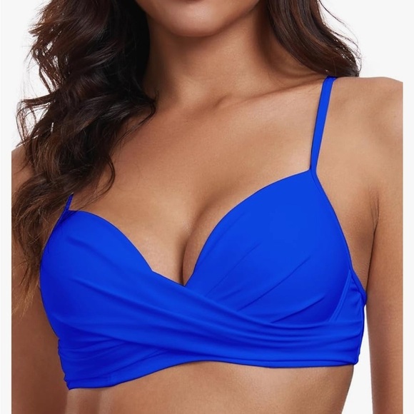 RELLECIGA Women's Push Up Bikini Twist Front Underwire top X2 | Small red/blue - Picture 2 of 11